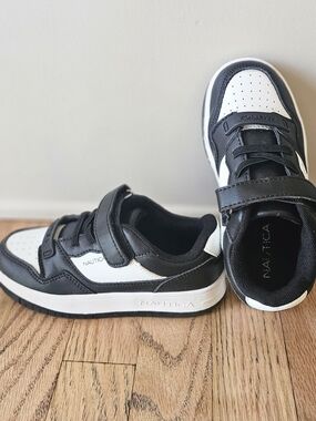 Nautica Kids’s Black and White Boat Shoes